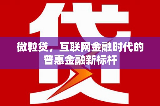 双清微粒贷，互联网金融时代的普惠金融新标杆
