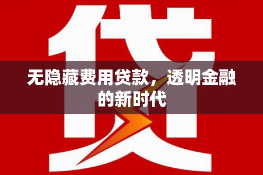 双清无隐藏费用贷款，透明金融的新时代