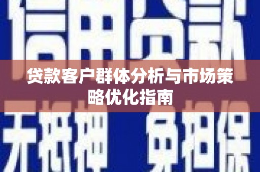 双清贷款客户群体分析与市场策略优化指南