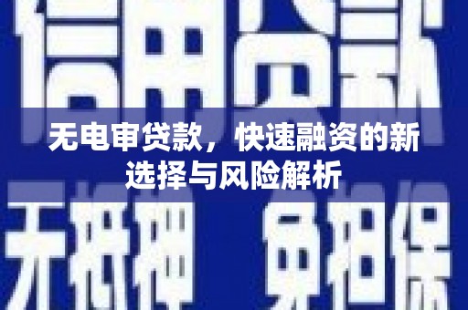 双清无电审贷款，快速融资的新选择与风险解析