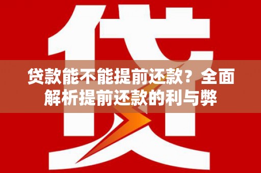 双清贷款能不能提前还款？全面解析提前还款的利与弊