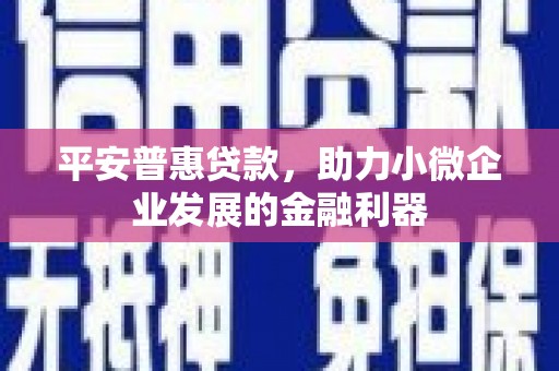 双清平安普惠贷款，助力小微企业发展的金融利器