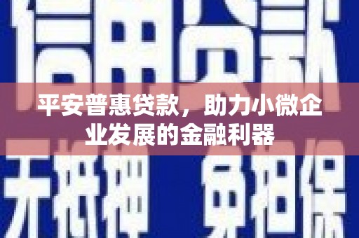 双清平安普惠贷款，助力小微企业发展的金融利器