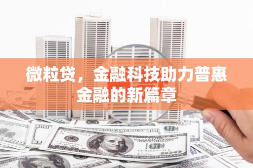双清微粒贷，金融科技助力普惠金融的新篇章