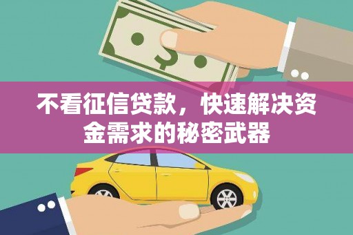 双清不看征信贷款，快速解决资金需求的秘密武器