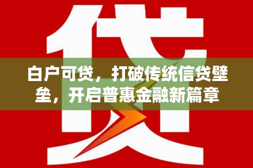 双清白户可贷，打破传统信贷壁垒，开启普惠金融新篇章