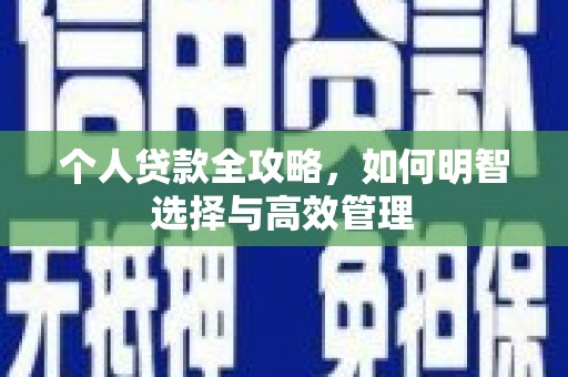双清个人贷款全攻略，如何明智选择与高效管理