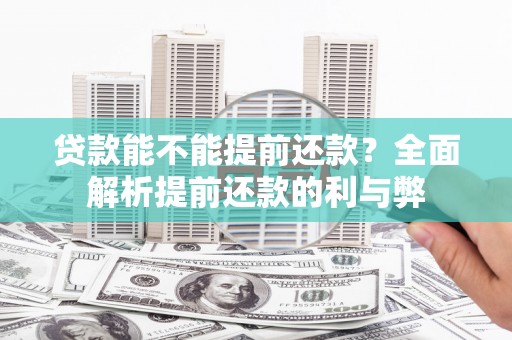 双清贷款能不能提前还款？全面解析提前还款的利与弊