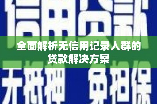 双清全面解析无信用记录人群的贷款解决方案
